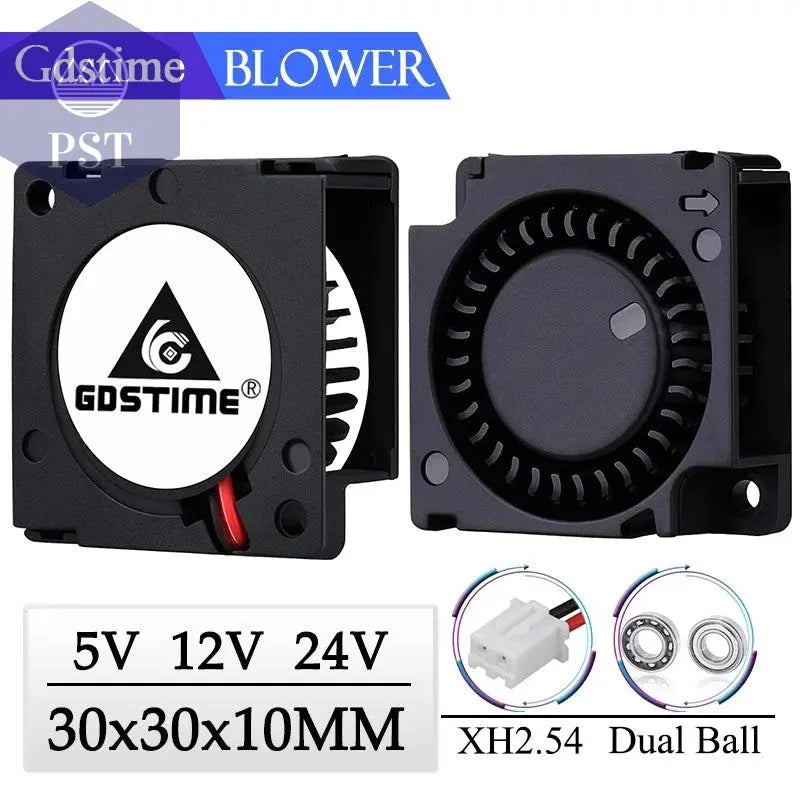 2 Pieces Gdstime DC 5V 12V 24V 30x30x10mm Sleeve Dual Ball 1 inch Small Mini Blower Cooling Fan 30mm x 10mm 3cm 3010 3D Printer PST PS Tradings