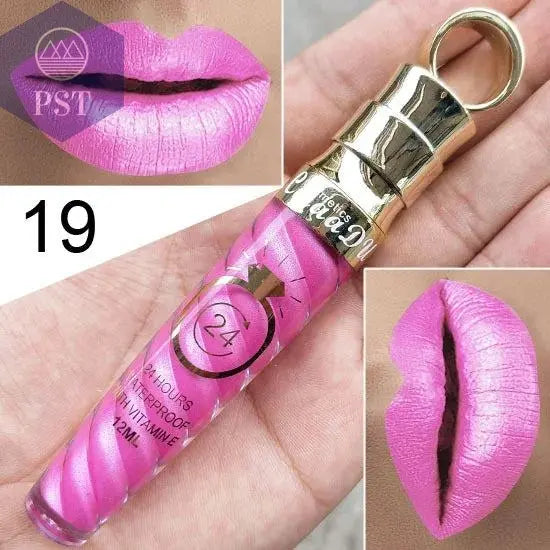 20 Colors Lipstick Waterproof Long Lasting Matte+Shimmer Mental Beauty Lip Gloss Nude Glitter Lip Gloss Beauty Sexy Lip Tint PST PS Tradings