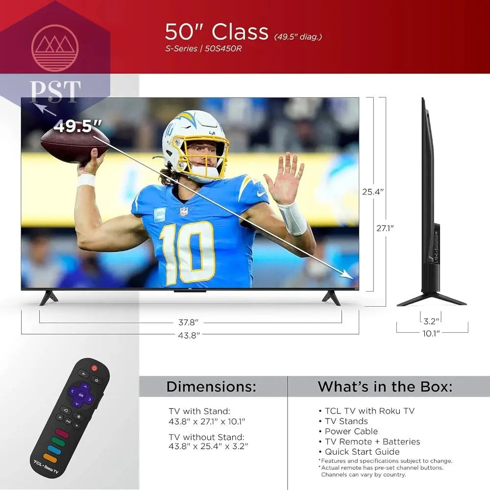 50-Inch Class S4 4K LED Smart TV with Roku TV, Dolby Vision, HDR, Dolby Atmos, Works with Alexa, Google Assistant Streaming TV PST PS Tradings PST PS Tradings PST PS Tradings 50-Inch Class S4 4K LED Smart TV with Roku TV, Dolby Vision, HDR, Dolby Atmos, Works with Alexa, Google Assistant Streaming TV