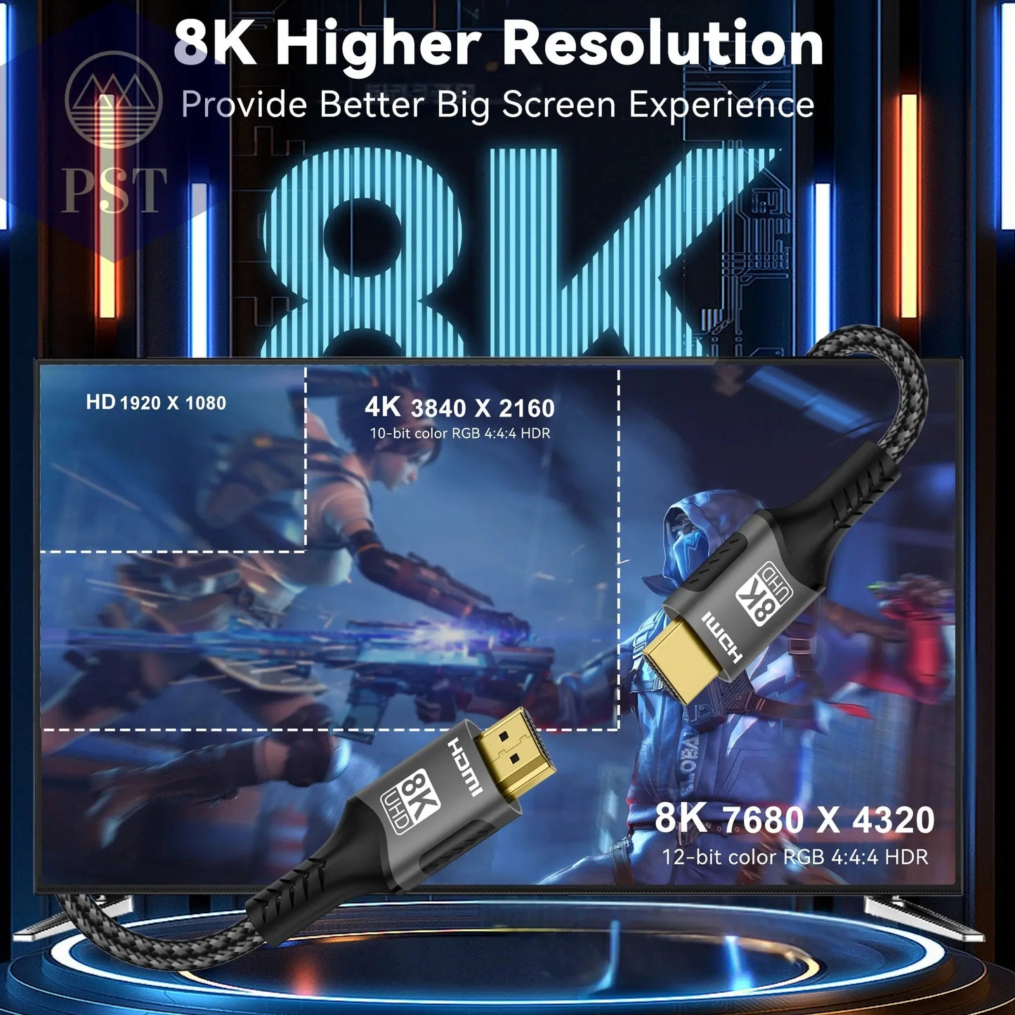 8K HDMI 2.1 Kabel 4K@120Hz 8K@60Hz 48Gbps EARC ARC HDCP Ultra High Speed HDR für RTX Videokabel PC Laptop Projektor HD TV PS5 Elektronik - Medien - Kabel PST PS Tradings