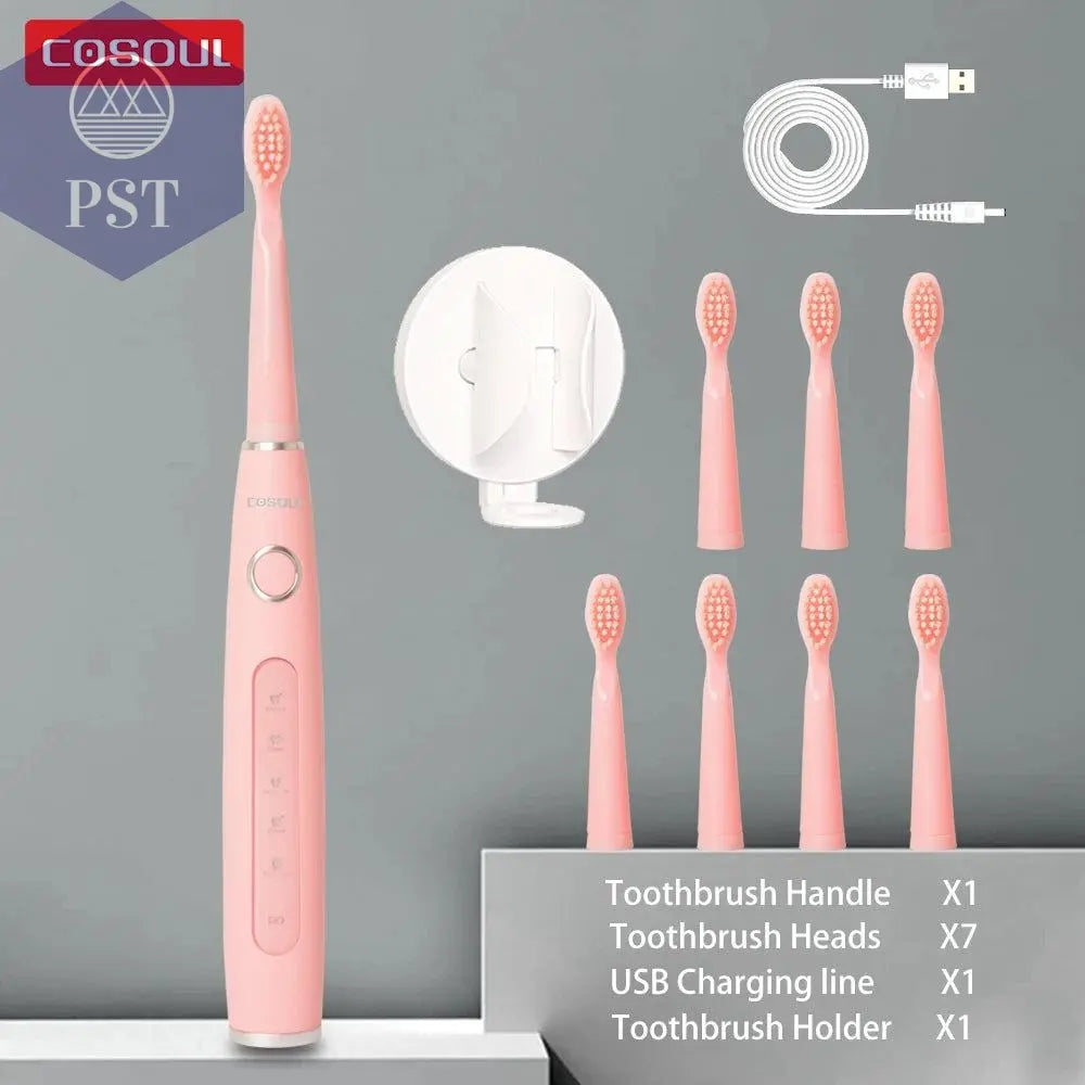 Electric Toothbrush Sonic Rechargeable Top Quality Smart Chip Toothbrush Head Replaceable Whitening Healthy Best Gift ! - PST PS Tradings