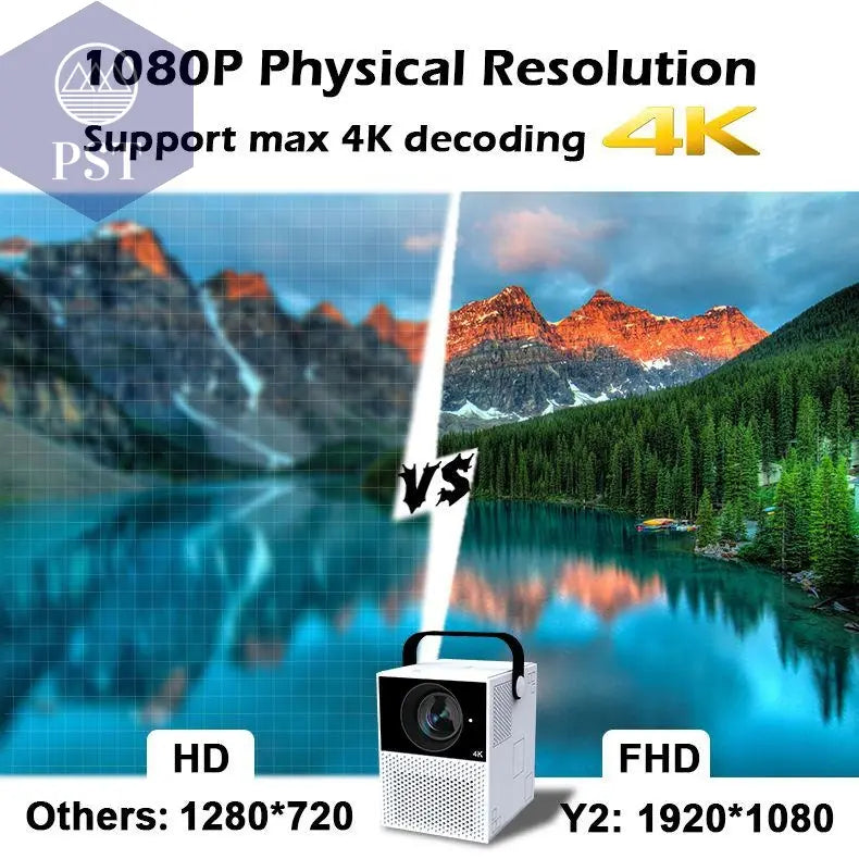 FMUSER Y2 Mobiler Projektor Portable Interactive 4K 1080P Projector; Smart WIFI Mini Android TV Home Led Video Game Movie Outdoor Camping Proyector Beamer support HDMI; AV input Beamer PST PS Tradings