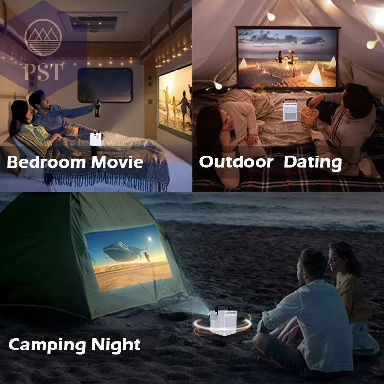 FMUSER Y2 Mobiler Projektor Portable Interactive 4K 1080P Projector; Smart WIFI Mini Android TV Home Led Video Game Movie Outdoor Camping Proyector Beamer support HDMI; AV input Beamer PST PS Tradings
