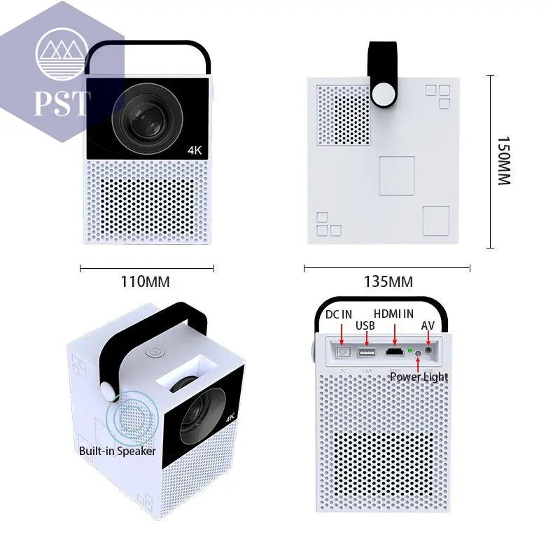 FMUSER Y2 Mobiler Projektor Portable Interactive 4K 1080P Projector; Smart WIFI Mini Android TV Home Led Video Game Movie Outdoor Camping Proyector Beamer support HDMI; AV input Beamer PST PS Tradings