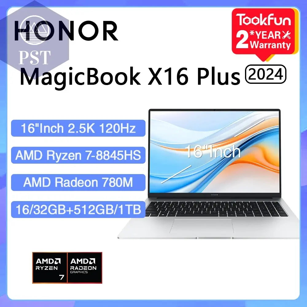 HONOR MagicBook X16 Plus AMD Ryzen R7 8845HS Laptop 16Zoll FHD QHD Notebook 2.5K PST PS Tradings Laptop PST PS Tradings PST PS Tradings