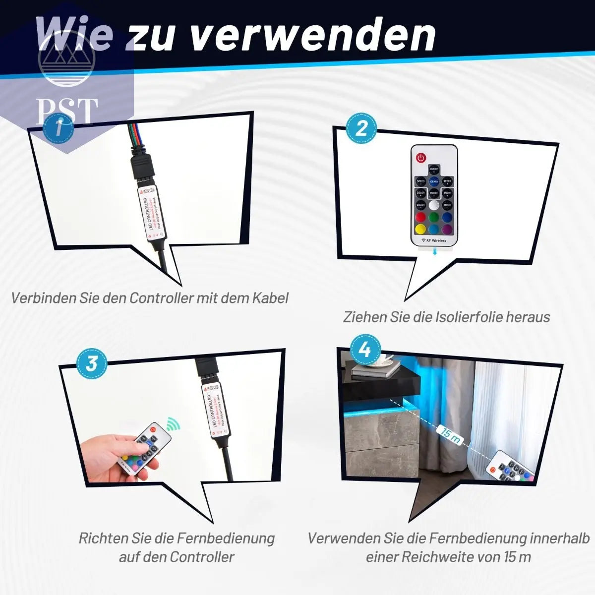 LED Nachttisch mit 2 Schubladen - Modernes Design PST PS Tradings Nachttisch PST PS Tradings PST PS Tradings LED Nachttisch mit 2 Schubladen - Modernes Design Nachttisch