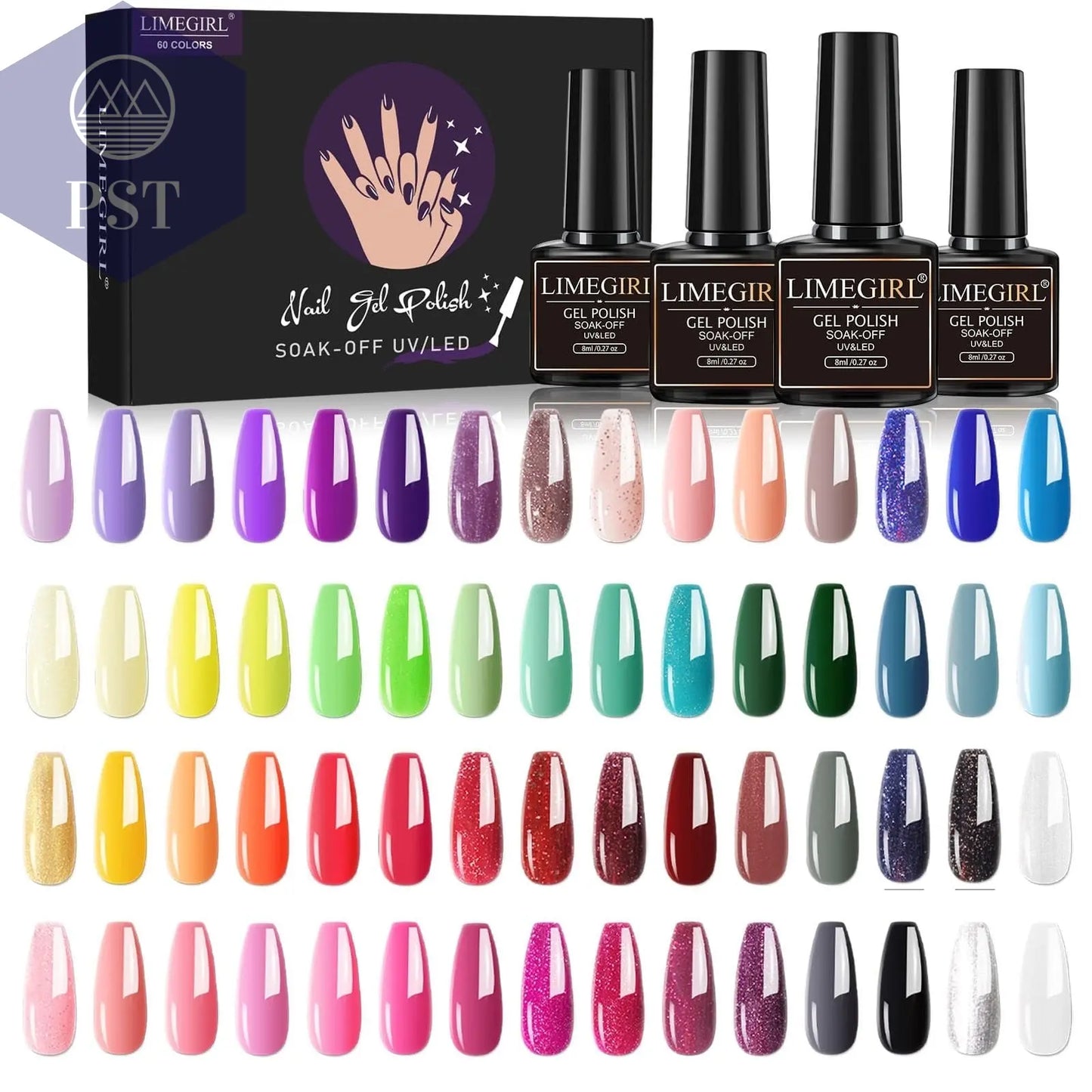 Limegirl Gel Nail Polish Set 60/40/24Colors Semi Permanent UV Led Gel Varnish Soak Off Nail Lacquers Base Top Coat Limegirl Gel Nail Polish set PST PS Tradings