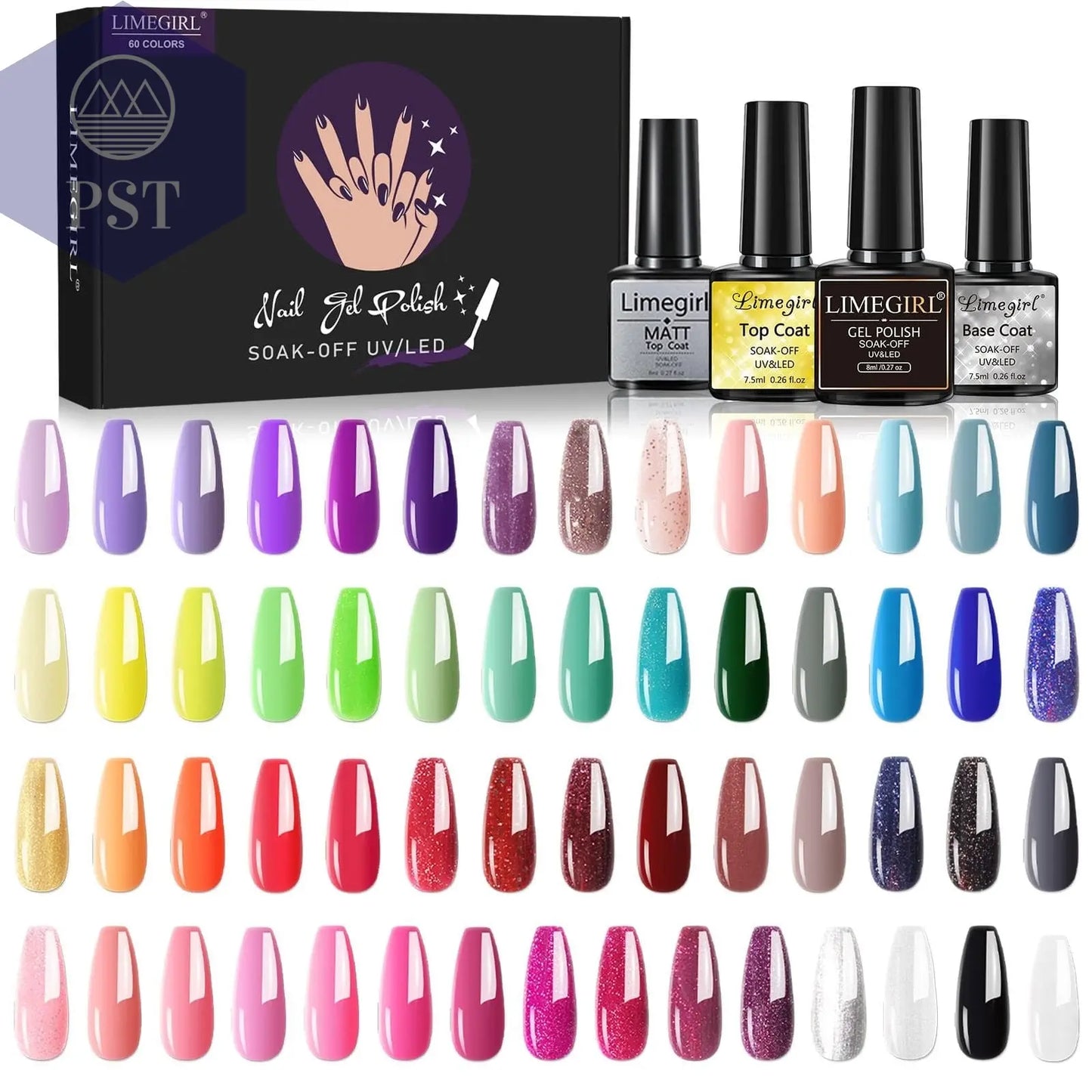 Limegirl Gel Nail Polish Set 60/40/24Colors Semi Permanent UV Led Gel Varnish Soak Off Nail Lacquers Base Top Coat Limegirl Gel Nail Polish set PST PS Tradings