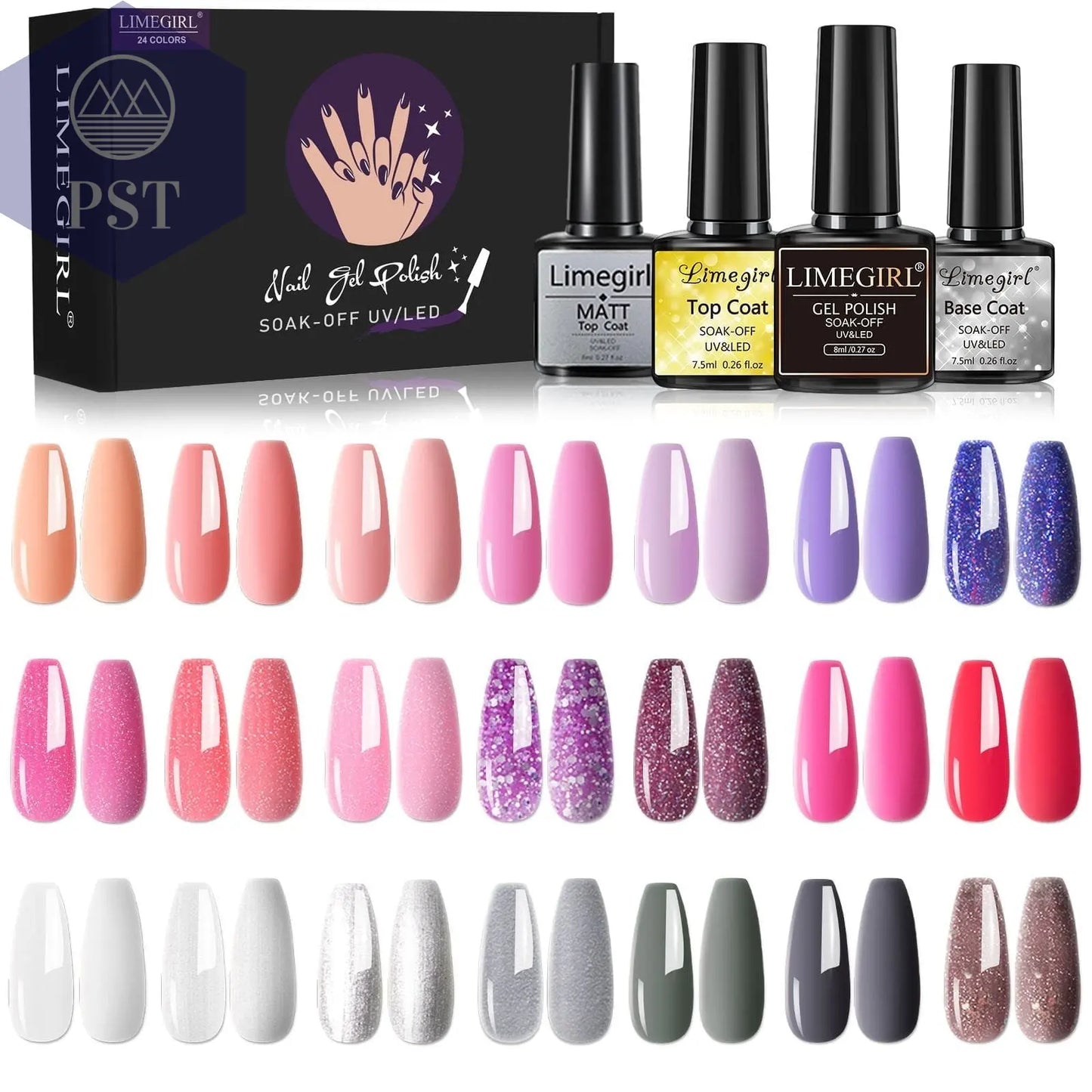 Limegirl Gel Nail Polish Set 60/40/24Colors Semi Permanent UV Led Gel Varnish Soak Off Nail Lacquers Base Top Coat Limegirl Gel Nail Polish set PST PS Tradings