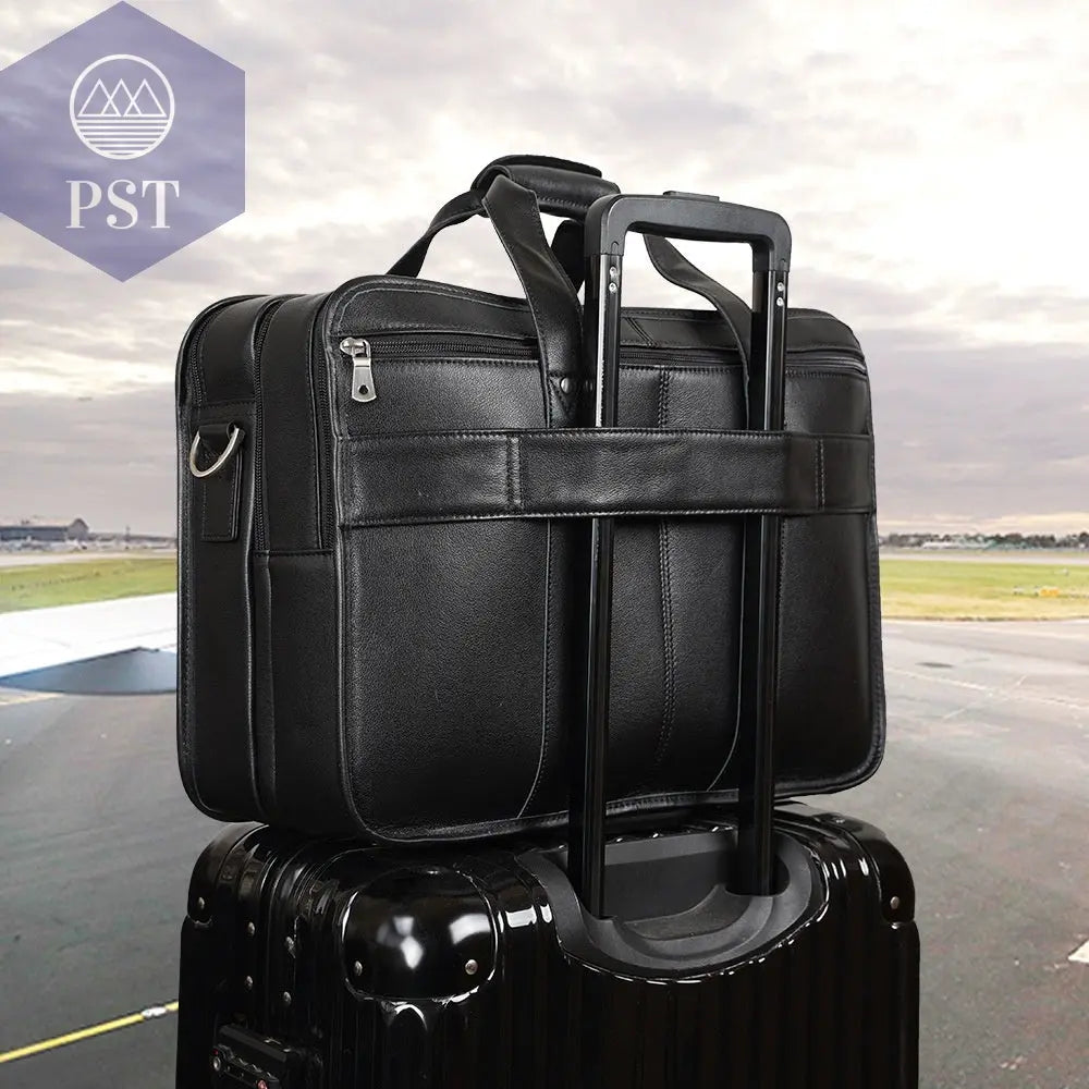 Tiding Leather Leather Business First Layer Cowhide 17-inch Laptop Bag bag PST PS Tradings