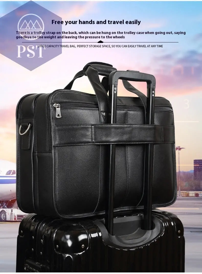 Tiding Leather Leather Business First Layer Cowhide 17-inch Laptop Bag bag PST PS Tradings
