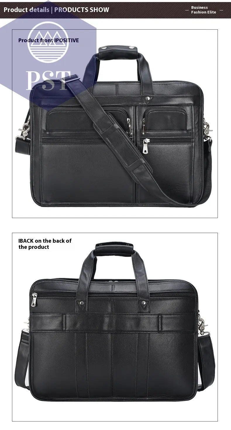 Tiding Leather Leather Business First Layer Cowhide 17-inch Laptop Bag bag PST PS Tradings