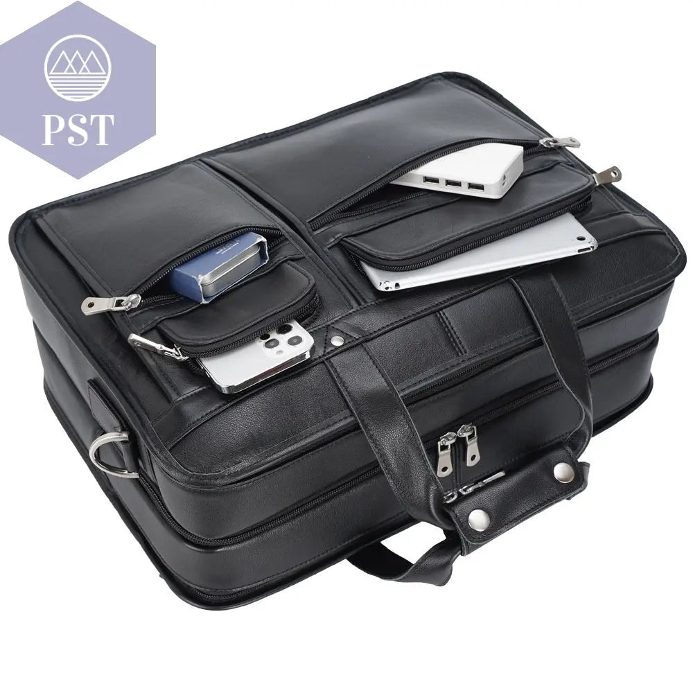 Tiding Leather Leather Business First Layer Cowhide 17-inch Laptop Bag bag PST PS Tradings