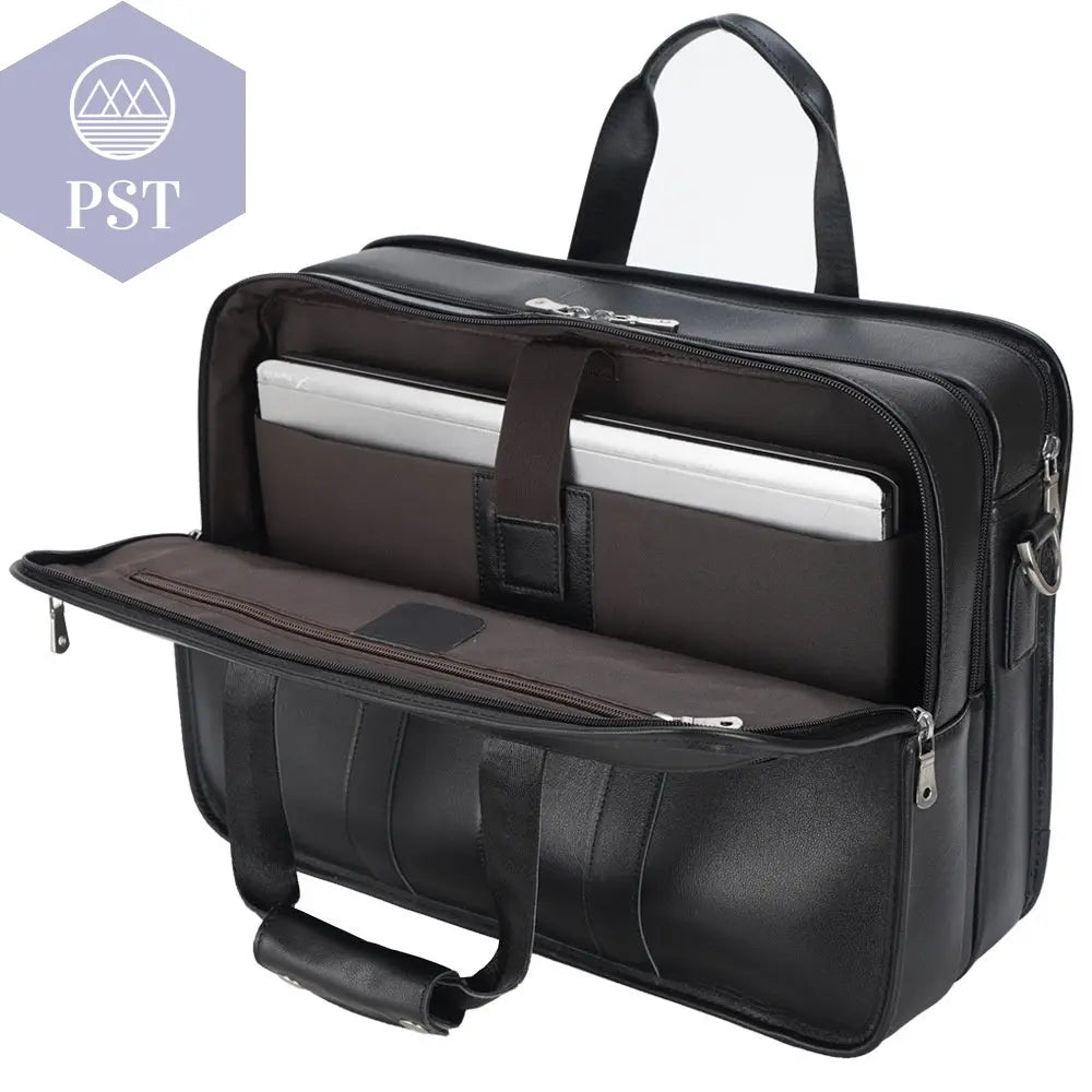 Tiding Leather Leather Business First Layer Cowhide 17-inch Laptop Bag bag PST PS Tradings