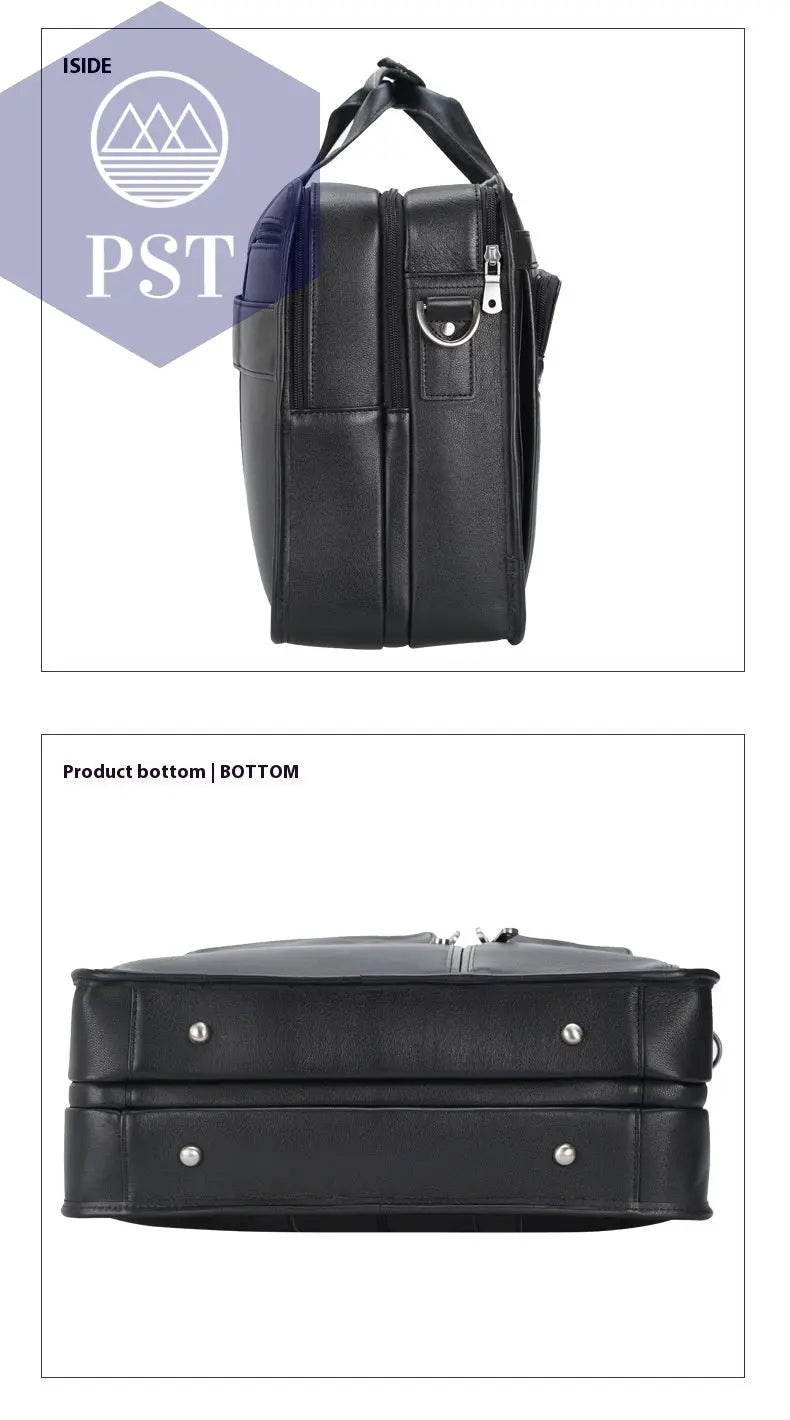Tiding Leather Leather Business First Layer Cowhide 17-inch Laptop Bag bag PST PS Tradings
