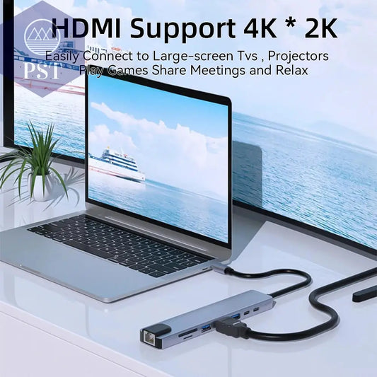 USB C Hub 8in1 mit 4K HDMI & 100W PD PST PS Tradings PST PS Tradings PST PS Tradings