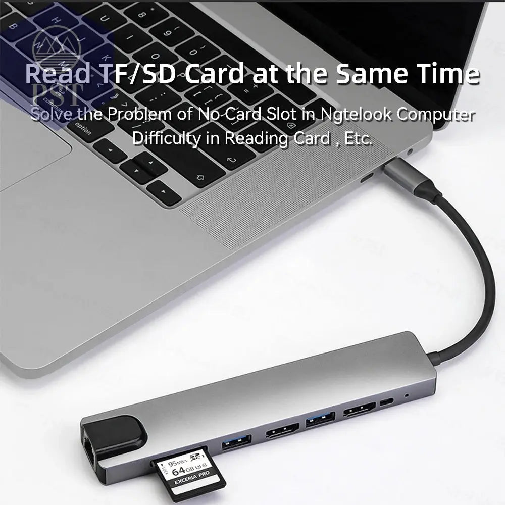 USB C Hub 8in1 mit 4K HDMI & 100W PD PST PS Tradings PST PS Tradings PST PS Tradings
