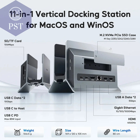 USB HUB 11-in-1 Docking Station SSD-Hub Mac Windows PST PS Tradings Docking PST PS Tradings PST PS Tradings