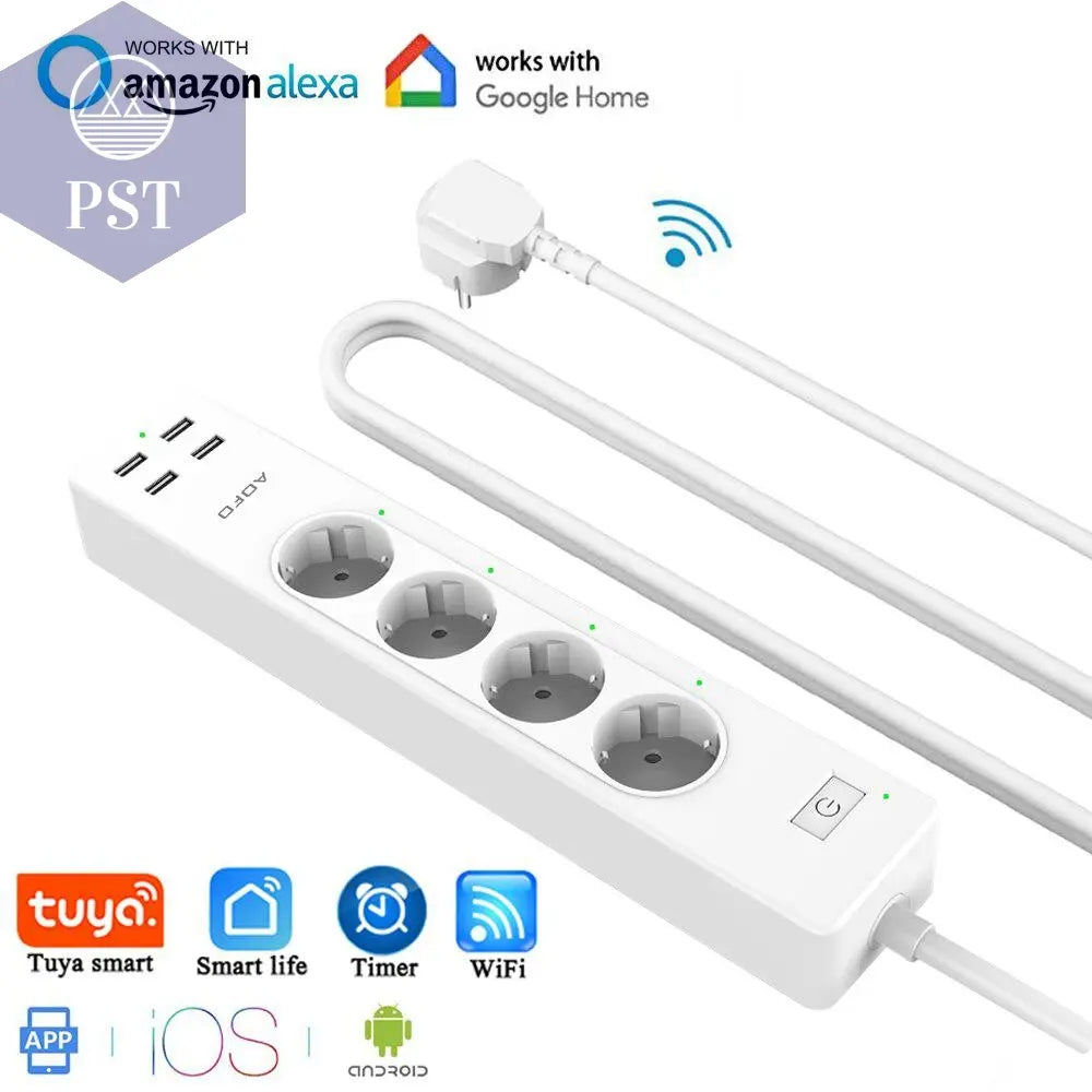 USB and EU Smart WiFi Power Strip China-EU-Plug-White PST PS Tradings