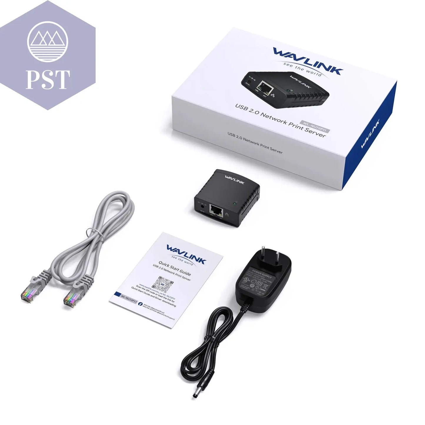 Wavlink USB 2,0 LRP Teilen ein LAN Ethernet Vernetzung Drucker Power Adapter USB HUB 100Mbps netzwerk druck server UNS Electronics PST PS Tradings