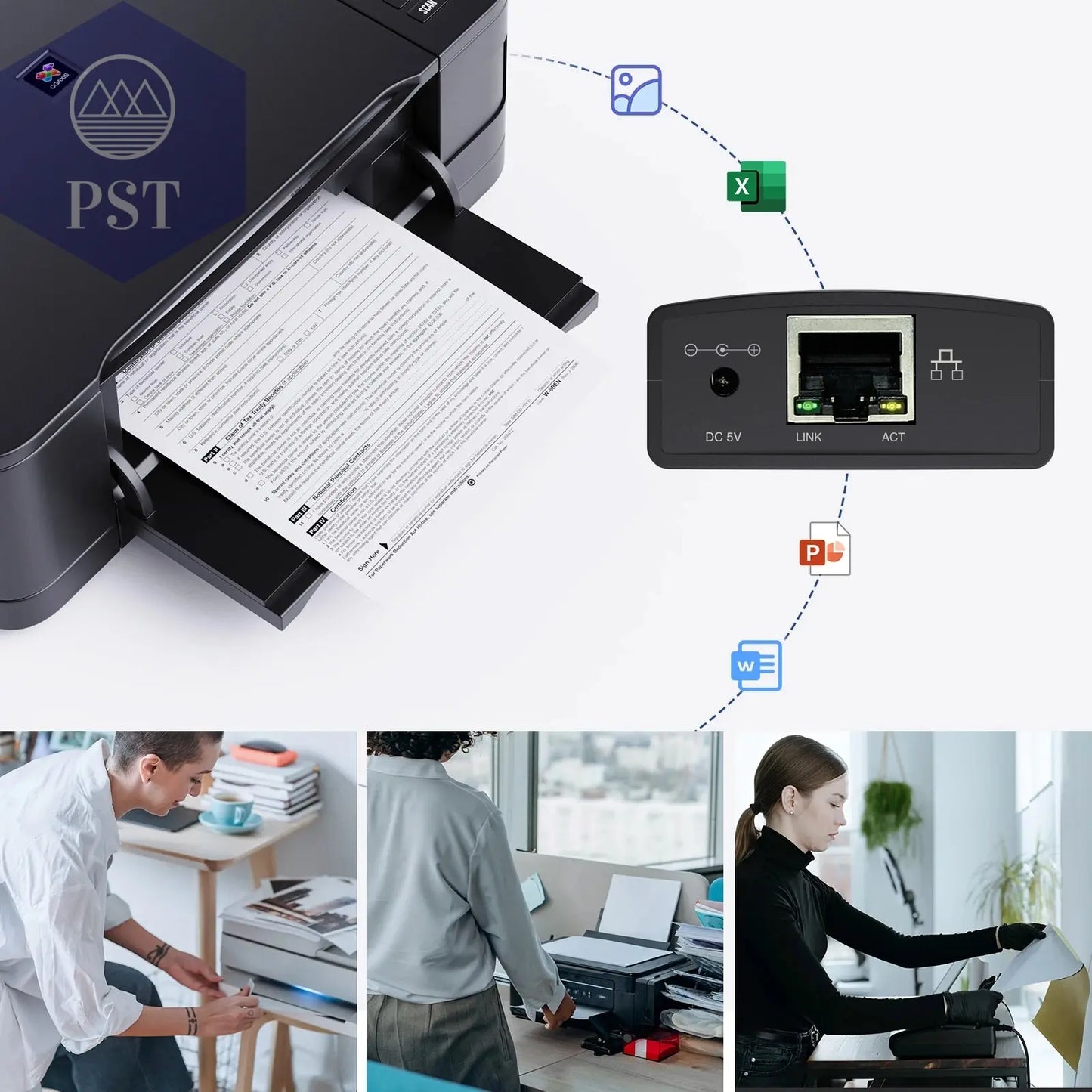 Wavlink USB 2,0 LRP Teilen ein LAN Ethernet Vernetzung Drucker Power Adapter USB HUB 100Mbps netzwerk druck server UNS Electronics PST PS Tradings