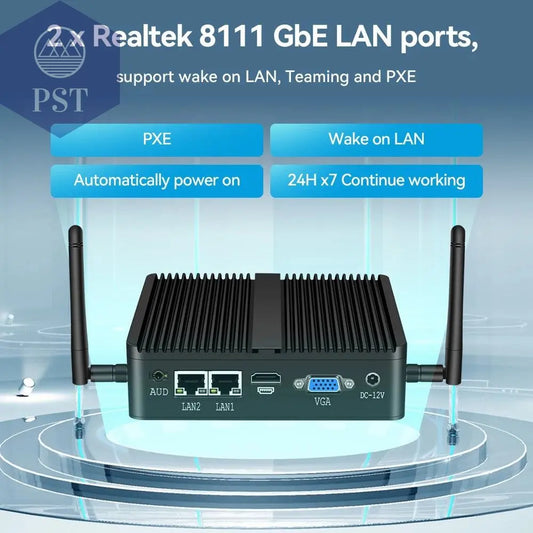 XCY Fanless Mini PC Intel Celeron J4125 2x GbE LAN 2x RS232 HDMI VGA Support WiFi 4G LTE Windows 10 Linux Industrial Computer PST PS Tradings