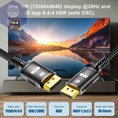 16K DP 2.1 8K@120Hz 4K@240Hz 80Gbps HDR Video Audio Displayport Kabel Display Port für Laptop TV Xbox Projektor Gaming Monitor  Cable     PST PS Tradings