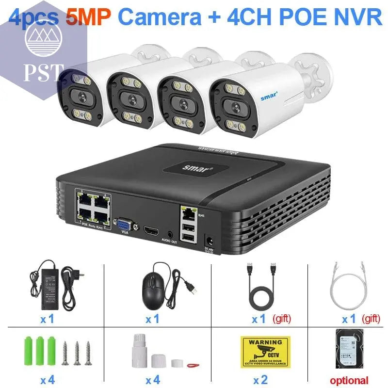 8MP Security Camera System 4K POE NVR Video Surveillance Kit  5MP 4MP Audio Ai Face Detect Color Night Vision IP CCTV Camera Set - Property & Safety Tradings
