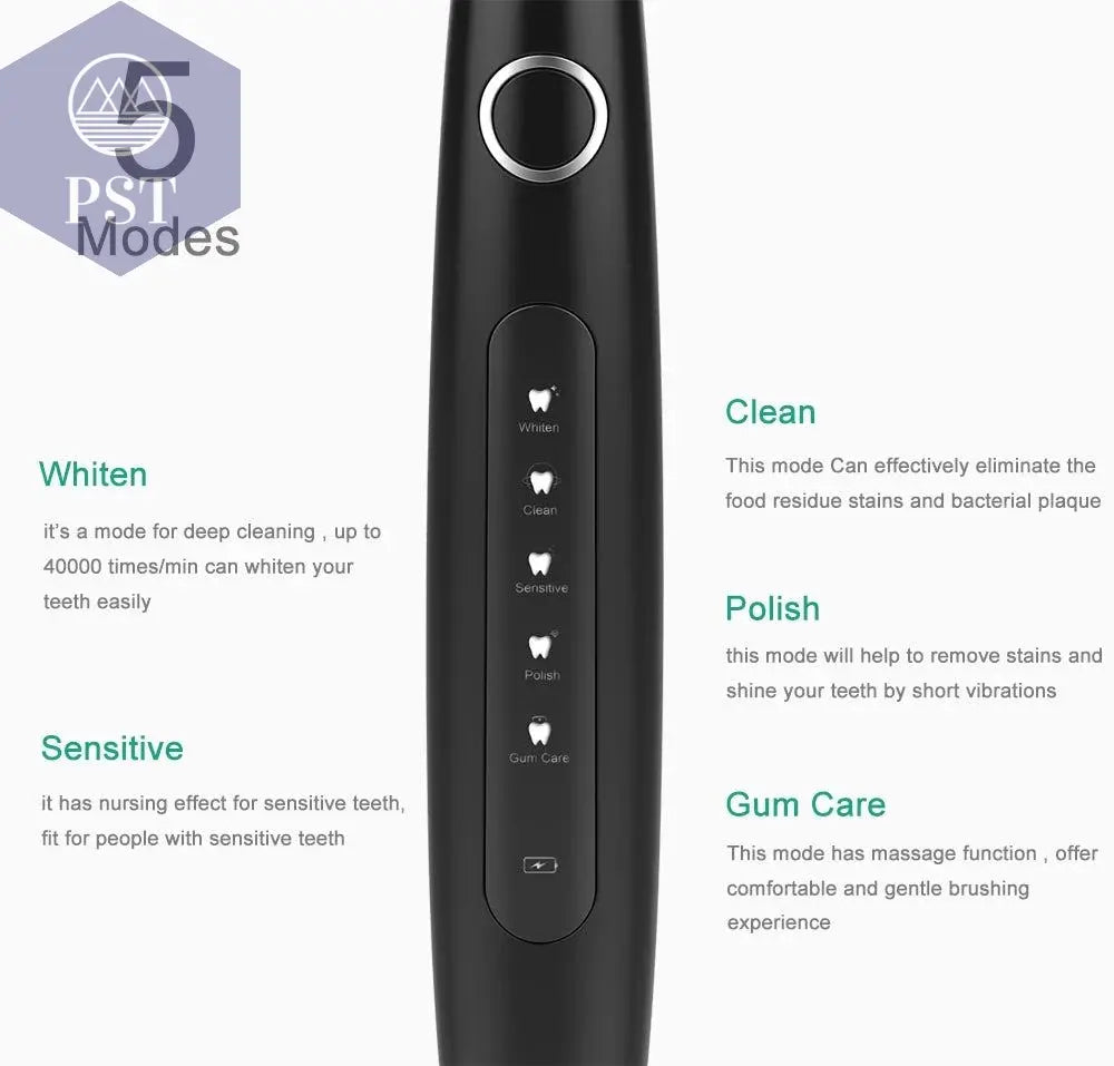 Electric Toothbrush Sonic Rechargeable Top Quality Smart Chip Toothbrush Head Replaceable Whitening Healthy Best Gift ! - PST PS Tradings