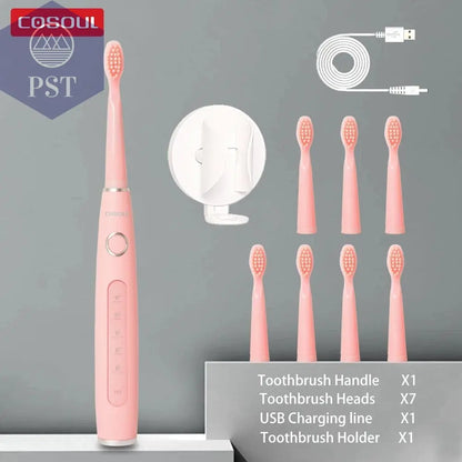 Electric Toothbrush Sonic Rechargeable Top Quality Smart Chip Toothbrush Head Replaceable Whitening Healthy Best Gift ! - PST PS Tradings