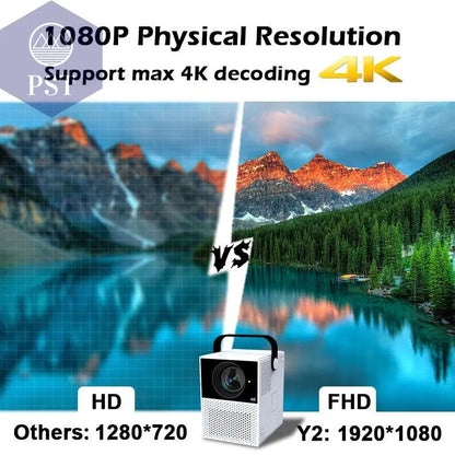 FMUSER Y2 Mobiler Projektor Portable Interactive 4K 1080P Projector;  Smart WIFI Mini Android TV Home Led Video Game Movie Outdoor Camping Proyector Beamer support HDMI;  AV input  Beamer     PST PS Tradings