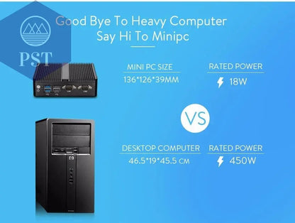 Fanless Mini PC Intel Celeron J4125 2x Gigabit LAN 2x RS232 HDMI VGA Mini PCIE WiFi/4G 4x USB Support Windows Linux -    PST PS Tradings