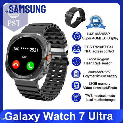 For Samsung Galaxy Watch 7 Ultra Smart Watch Men 32GB Memory NFC Bluetooth Call IP68 Waterproof Outdoor Sport Watch New Upgraded PST PS Tradings  PST PS Tradings Galaxy 32GB Watch 7 / Black Mesh Belt PST PS Tradings For Samsung Galaxy Watch 7 Ultra Smart Watch Men 32GB Memory NFC Bluetooth Call IP68 Waterproof Outdoor Sport Watch New Upgraded