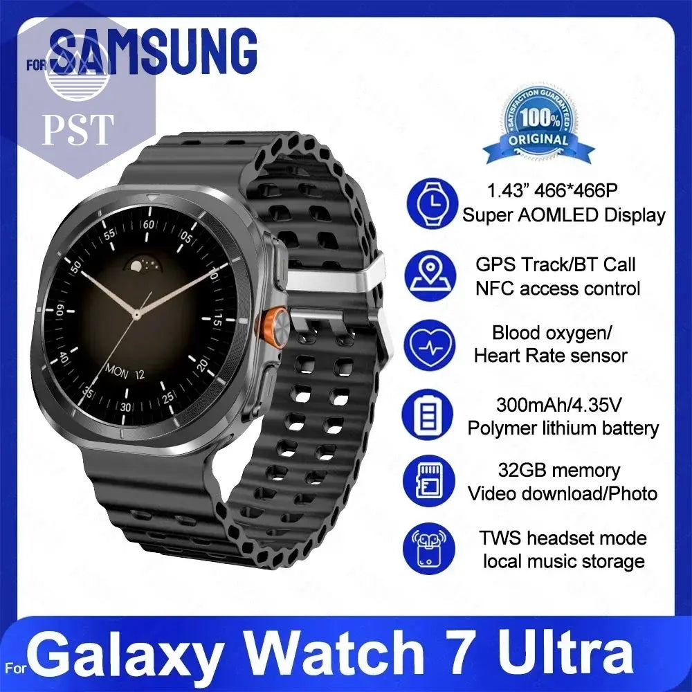 For Samsung Galaxy Watch 7 Ultra Smart Watch Men 32GB Memory NFC Bluetooth Call IP68 Waterproof Outdoor Sport Watch New Upgraded PST PS Tradings  PST PS Tradings Galaxy 32GB Watch 7 / Black PST PS Tradings For Samsung Galaxy Watch 7 Ultra Smart Watch Men 32GB Memory NFC Bluetooth Call IP68 Waterproof Outdoor Sport Watch New Upgraded
