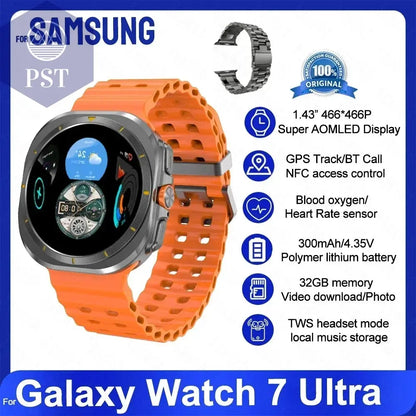 For Samsung Galaxy Watch 7 Ultra Smart Watch Men 32GB Memory NFC Bluetooth Call IP68 Waterproof Outdoor Sport Watch New Upgraded PST PS Tradings  PST PS Tradings Galaxy 32GB Watch 7 / Black Steel 2 PST PS Tradings For Samsung Galaxy Watch 7 Ultra Smart Watch Men 32GB Memory NFC Bluetooth Call IP68 Waterproof Outdoor Sport Watch New Upgraded