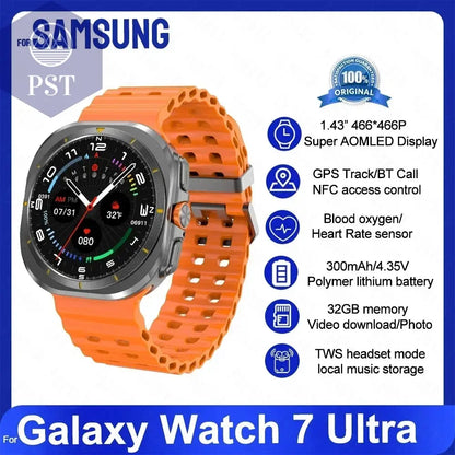 For Samsung Galaxy Watch 7 Ultra Smart Watch Men 32GB Memory NFC Bluetooth Call IP68 Waterproof Outdoor Sport Watch New Upgraded PST PS Tradings  PST PS Tradings Galaxy 32GB Watch 7 / Orange PST PS Tradings For Samsung Galaxy Watch 7 Ultra Smart Watch Men 32GB Memory NFC Bluetooth Call IP68 Waterproof Outdoor Sport Watch New Upgraded