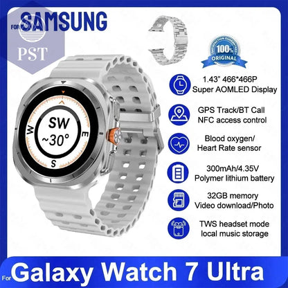 For Samsung Galaxy Watch 7 Ultra Smart Watch Men 32GB Memory NFC Bluetooth Call IP68 Waterproof Outdoor Sport Watch New Upgraded PST PS Tradings  PST PS Tradings Galaxy 32GB Watch 7 / Silver Steel PST PS Tradings For Samsung Galaxy Watch 7 Ultra Smart Watch Men 32GB Memory NFC Bluetooth Call IP68 Waterproof Outdoor Sport Watch New Upgraded