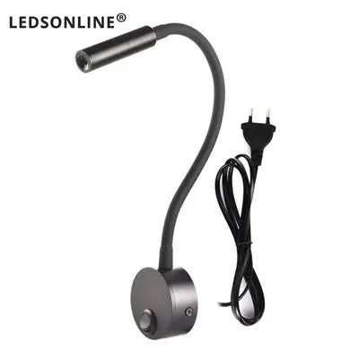 Wand Lampe 3W Home Hotel Loft Nacht Lesen Buch Schwarz Silber Licht Flexiable AUF/OFF Schalter 90-260V Spot LED Lampe       PST PS Tradings