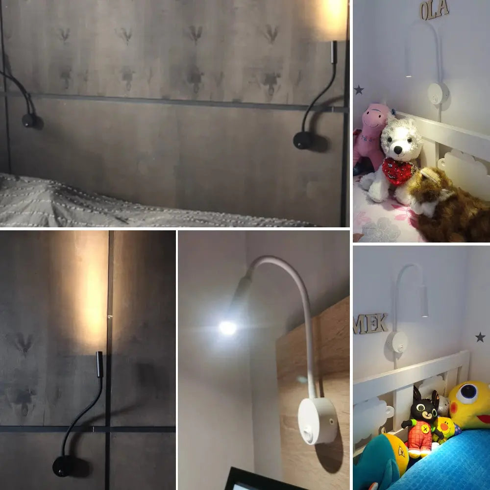 Wand Lampe 3W Home Hotel Loft Nacht Lesen Buch Schwarz Silber Licht Flexiable AUF/OFF Schalter 90-260V Spot LED Lampe       PST PS Tradings