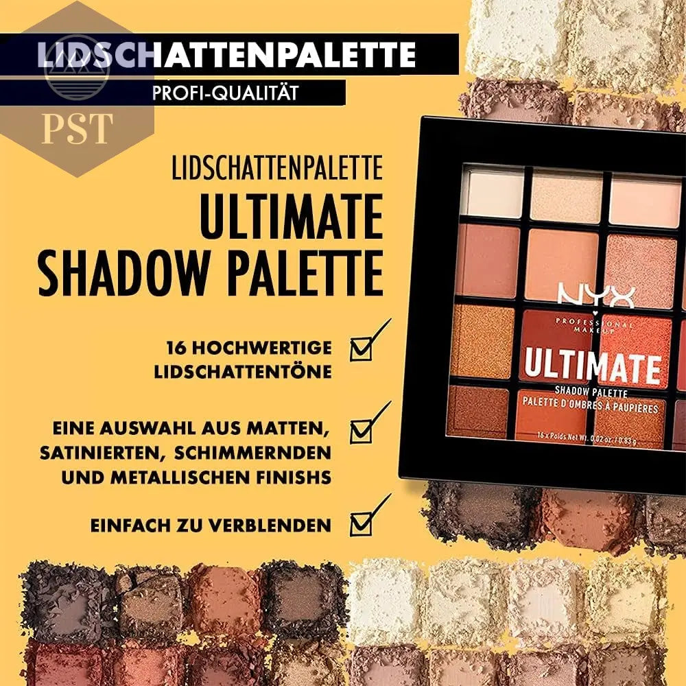 NYX Professional Makeup Lidschattenpalette Mit 16 Farbtönen, Intensives Und Langanhaltendes Finish, Vegane Formel Ohne Inhaltsstoffe Tierischen Ursprungs, Ultimate Shadow, Farbton: Warm Neutrals PST PS Tradings  PST PS Tradings  PST PS Tradings NYX Professional Makeup Lidschattenpalette Mit 16 Farbtönen, Intensives Und Langanhaltendes Finish, Vegane Formel Ohne Inhaltsstoffe Tierischen Ursprungs, Ultimate Shadow, Farbton: Warm Neutrals