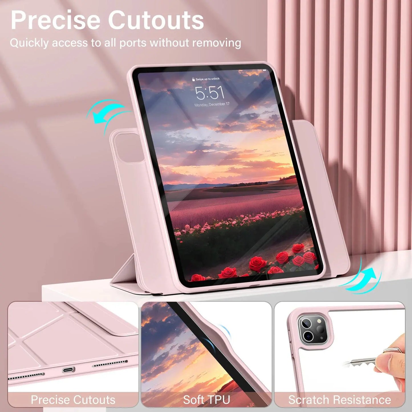 ZOYU Case iPad 10 Air 11 4/5 10.9 Pro 11 13 2024  Detachable Y-Shaped Folding, iPad 10.2 7/8/9th Gen Rotate 360°Detachable Cover - PST PS Tradings