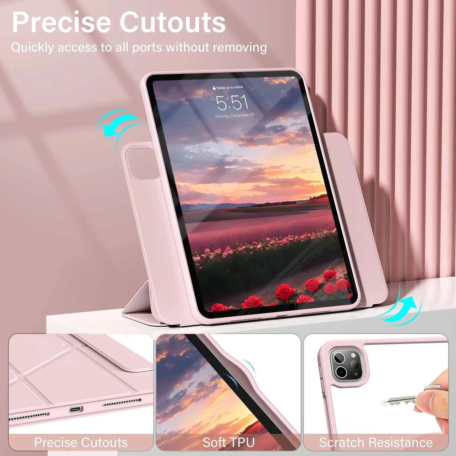 ZOYU Case iPad 10 Air 11 4/5 10.9 Pro 11 13 2024  Detachable Y-Shaped Folding, iPad 10.2 7/8/9th Gen Rotate 360°Detachable Cover - PST PS Tradings