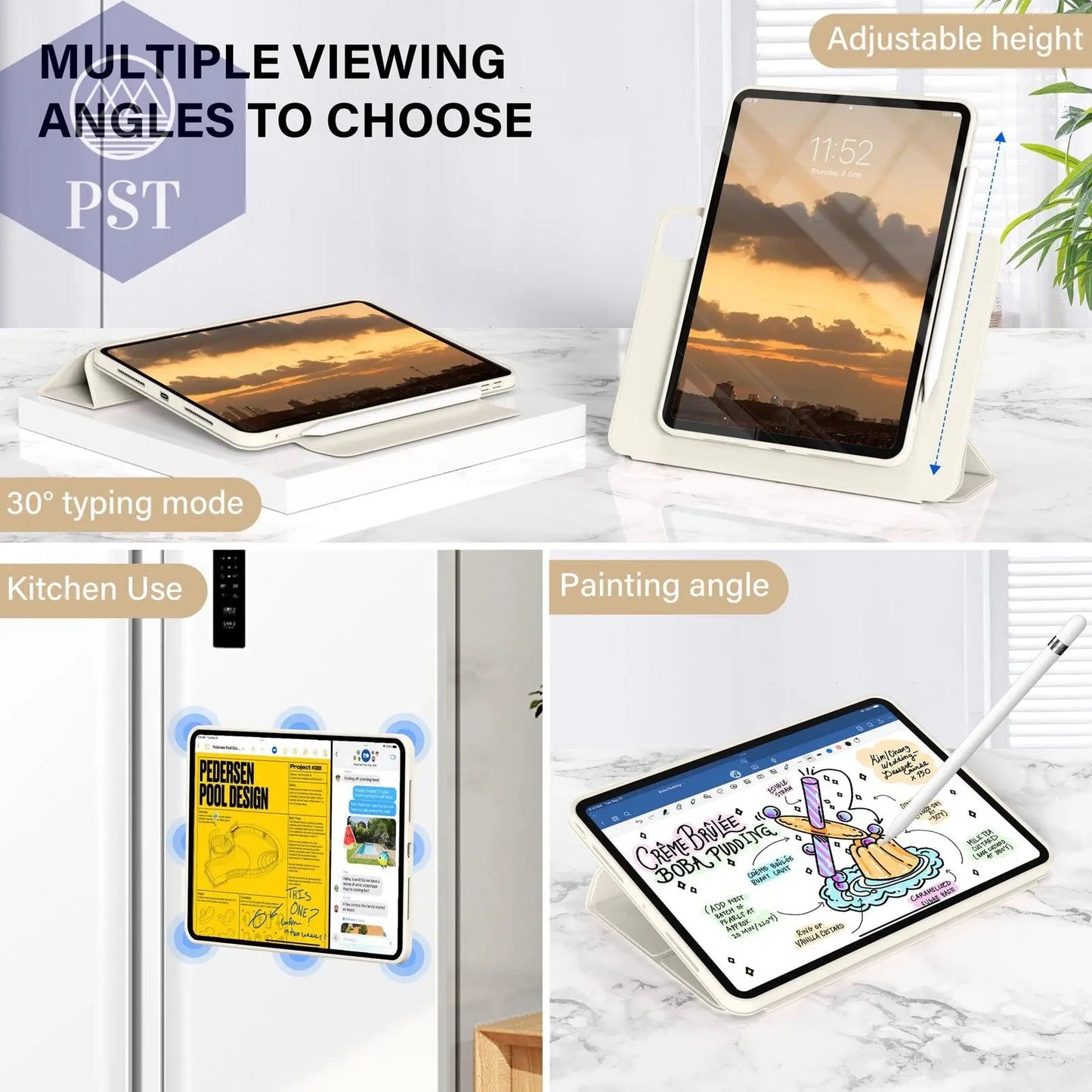ZOYU Case iPad 10 Air 11 4/5 10.9 Pro 11 13 2024  Detachable Y-Shaped Folding, iPad 10.2 7/8/9th Gen Rotate 360°Detachable Cover - PST PS Tradings
