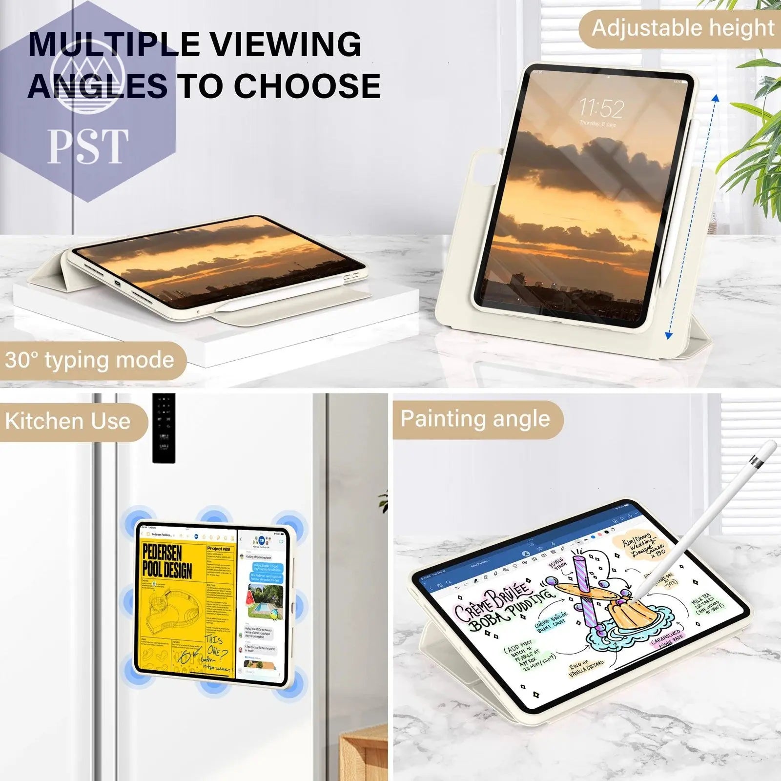 ZOYU Case iPad 10 Air 11 4/5 10.9 Pro 11 13 2024  Detachable Y-Shaped Folding, iPad 10.2 7/8/9th Gen Rotate 360°Detachable Cover - PST PS Tradings